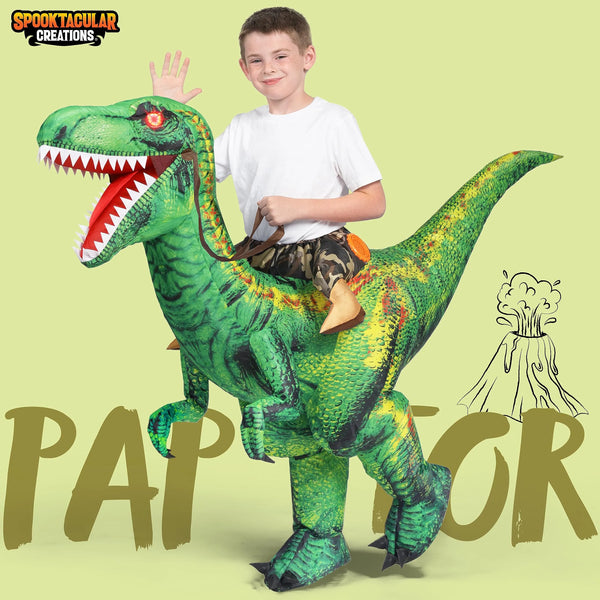 Inflatable Raptor Ride Inflatable Dinosaur Costume, Riding a Raptor Digital Printing Blow-up ...