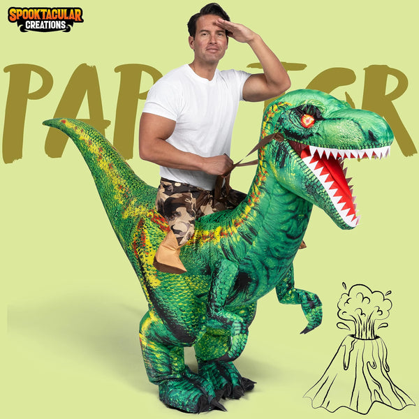Inflatable Raptor Ride Inflatable Dinosaur Costume, Riding a Raptor Digital Printing Blow-up ...
