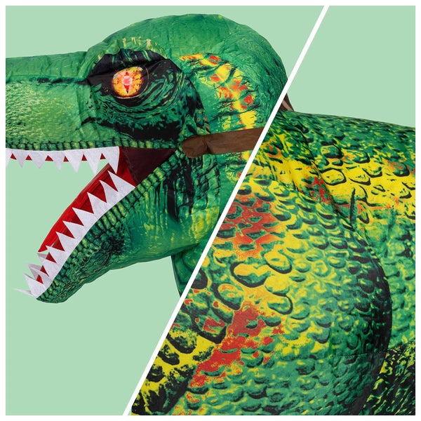 Inflatable Raptor Rider Costume Inflatable Dinosaur Costume, Riding a Raptor Digital Printing Blow-up ...