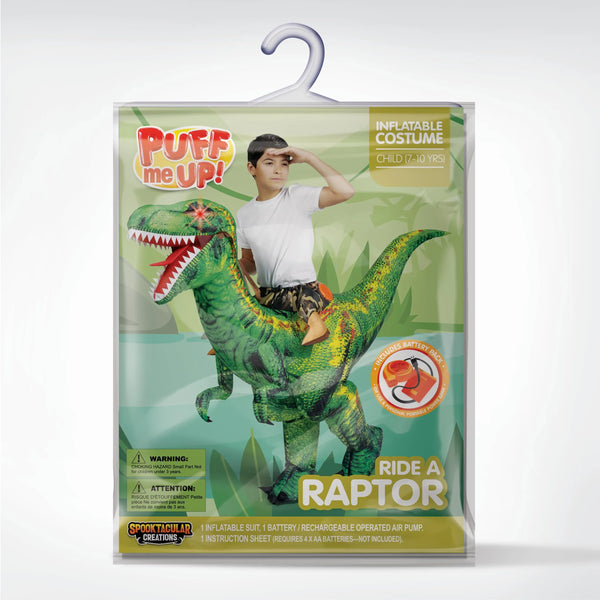Inflatable Raptor Ride Inflatable Dinosaur Costume, Riding a Raptor Digital Printing Blow-up ...