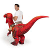 Inflatable Dinosaur Costume, Riding a Raptor Digital Printing Blow-up with LED Light Eyes