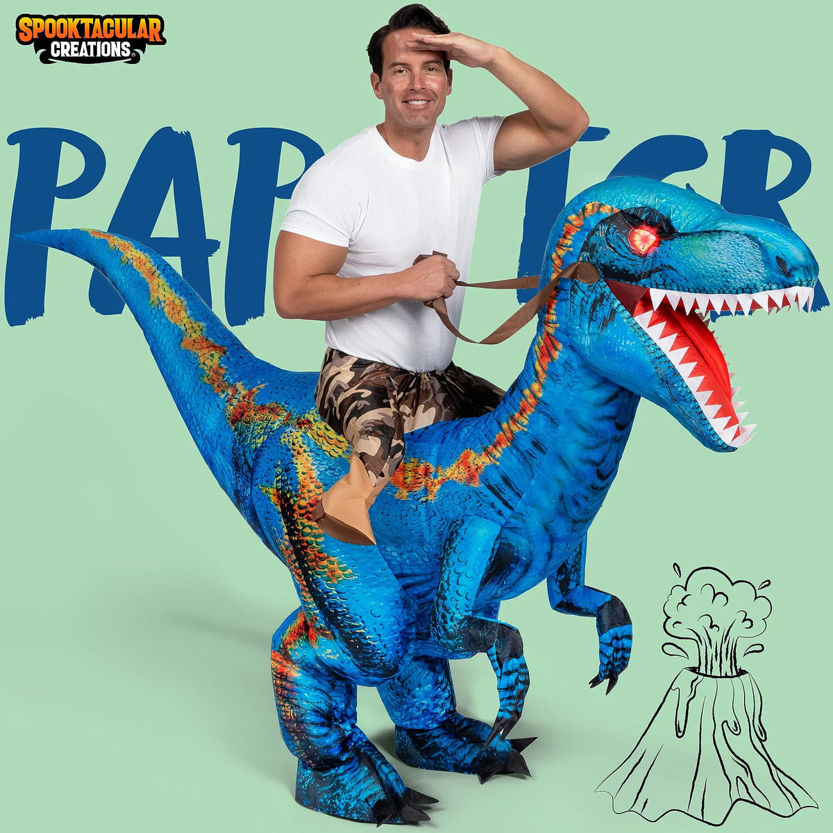 Inflatable Dinosaur Costume, Riding a Raptor Digital | Spooktacular ...