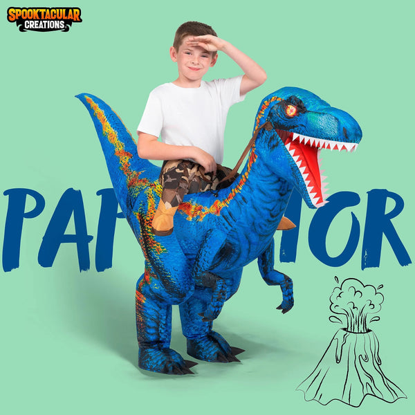 Inflatable Raptor Rider Costume Inflatable Dinosaur Costume, Riding a Raptor Digital | Spooktacular ...