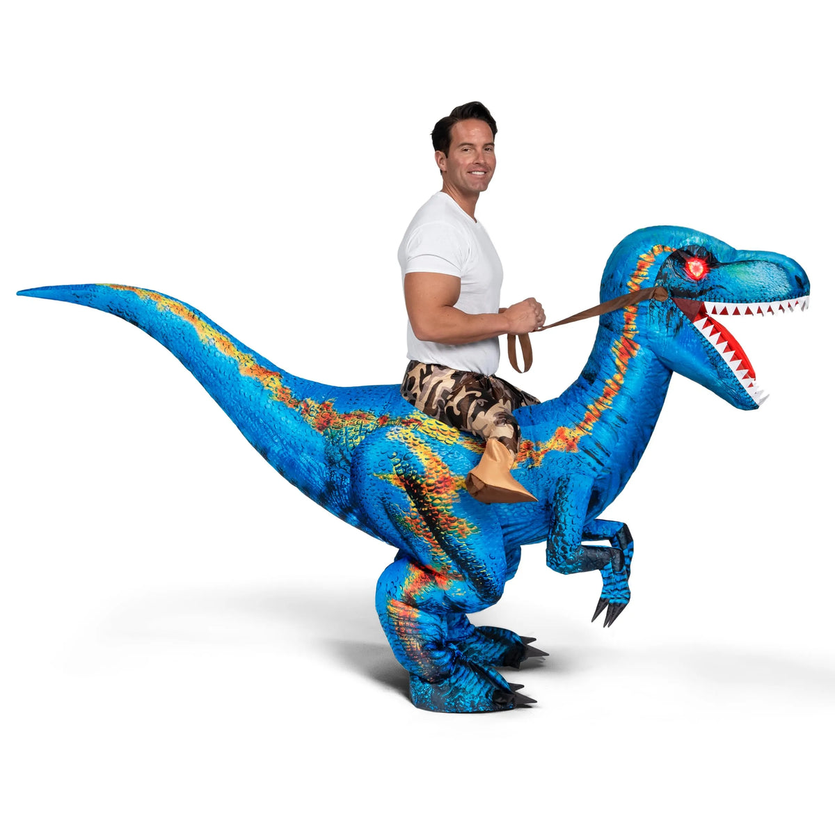 Inflatable Raptor Rider Costume Inflatable Dinosaur Costume, Riding a Raptor Digital | Spooktacular ...