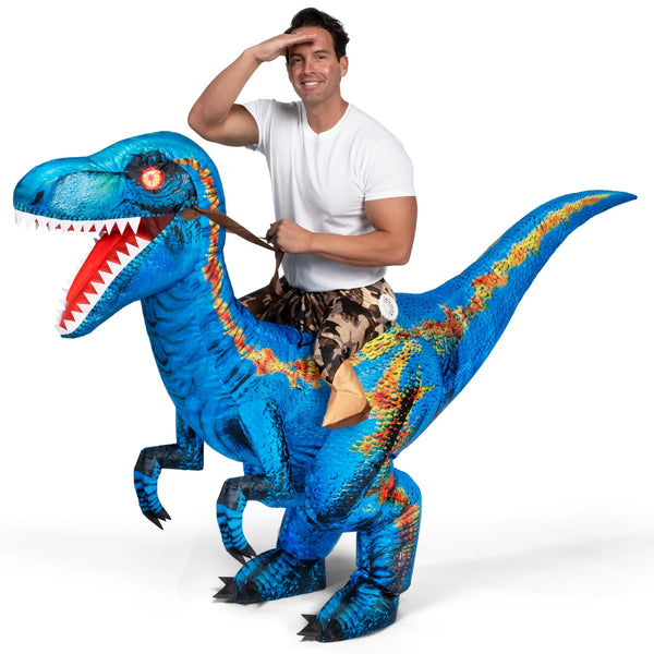 Inflatable Raptor Rider Costume Inflatable Dinosaur Costume, Riding a Raptor Digital | Spooktacular ...