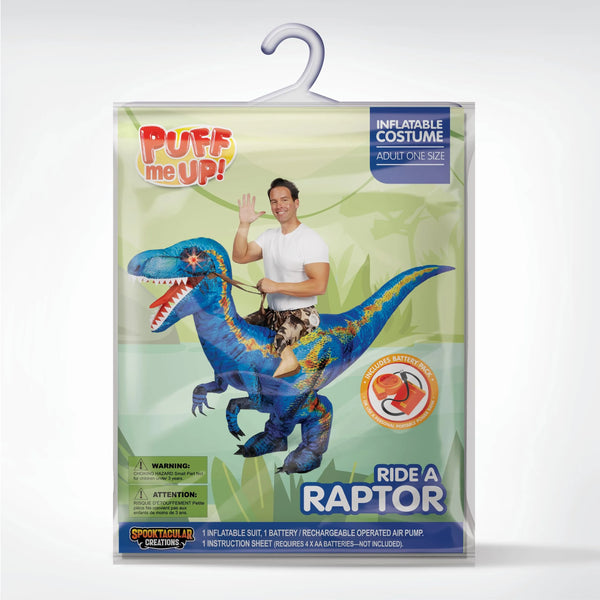 Inflatable Raptor Rider Costume Inflatable Dinosaur Costume, Riding a Raptor Digital | Spooktacular ...