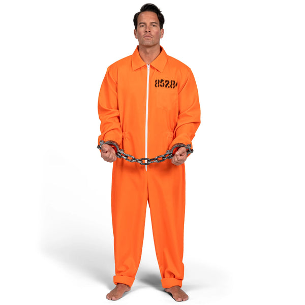 Jumpsuit Men's Orange Prison Escaped Inmate Jailbird Coverall Costume