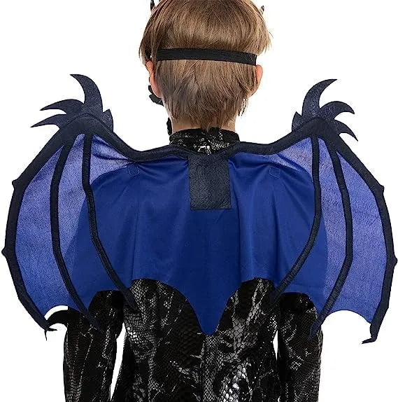 Spooktacular Creations Kids Black and Blue Dragon Wings and Mask Costume