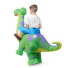 Kids Inflatable Dinosaur Costume, Riding a Green Diplodocus