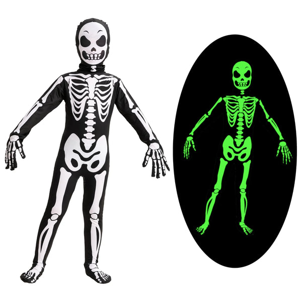 Kids Skeleton Costume, Unisex Glow in the Dark