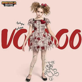 Kids Voodoo Doll Dress Costume for Girls Halloween Dress Up