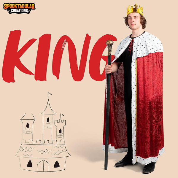 King Costume Set for Kids, Adult, Medieval Royal Lord Farquaad Costume