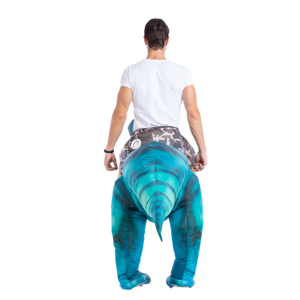 Inflatable Ride-On Blue Raptor Dinosaur Costume