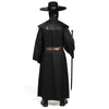 Men Plague Doctor Black Costume Set with Hat, Mask, Shawl, Robe, Gloves, Belt, Garlic, Scepter