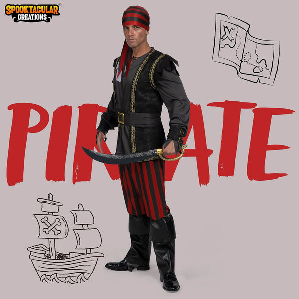 Men Ruthless Pirate with Bandana Vest Pants