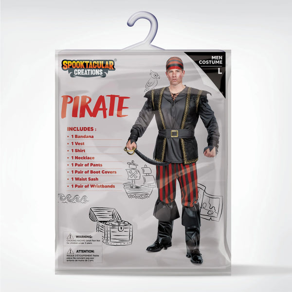 Men Ruthless Rogue Pirate with Bandana Vest Pants