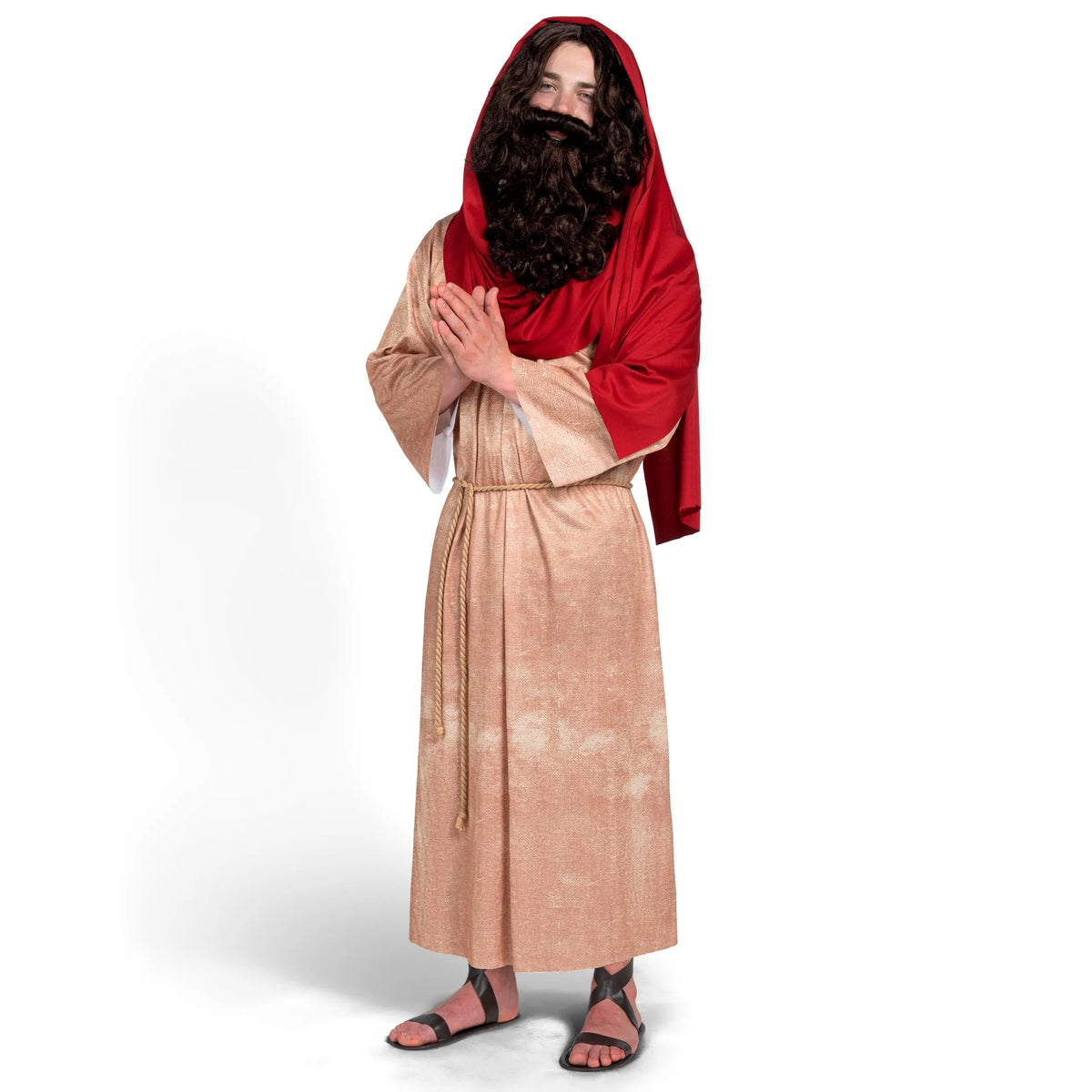 Mens Jesus Christ Robe with Wig, Beard, Shawl, Belt Set for Adult ...