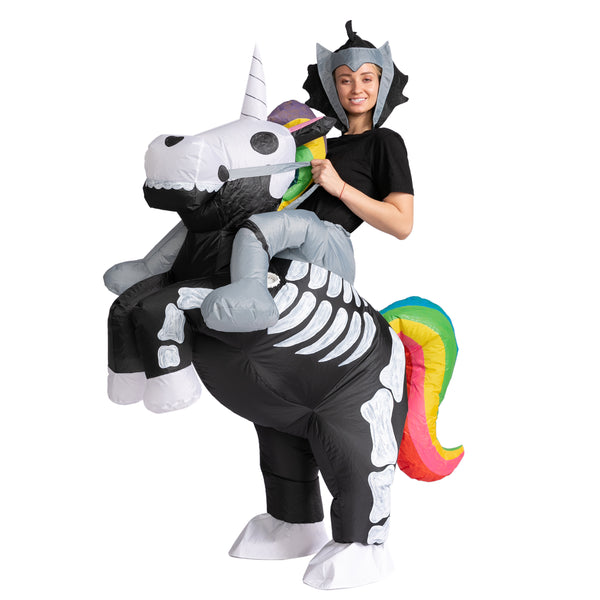 Skeleton Unicorn Ride-On Inflatable Costume - Adult