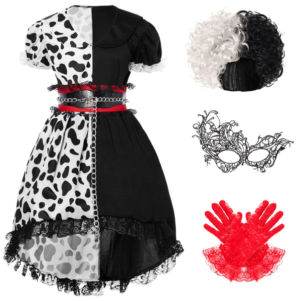 Polka Dots Dress Set for Girls Halloween Dress up and Costume parties