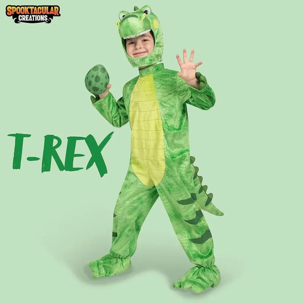 Realistic Light Green T-Rex Costume, Dinosaur Costume with Toy Egg