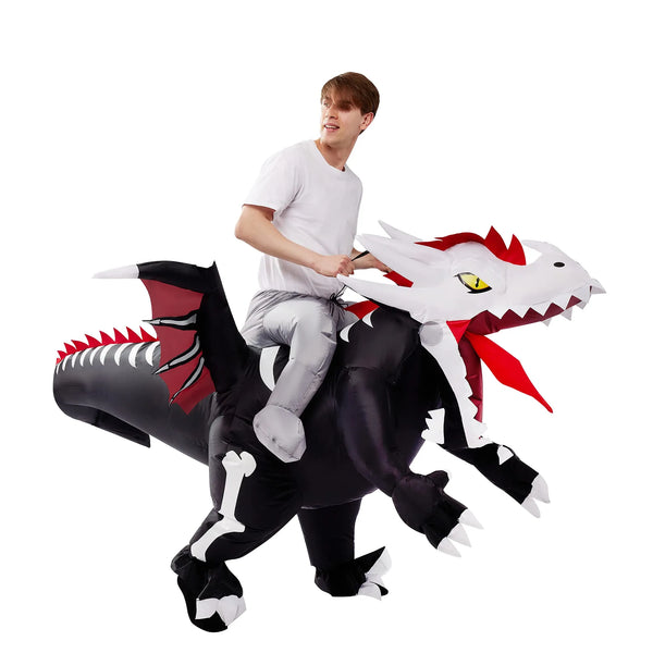 Ride-on Cool Skeleton Dragon Infltable Costume