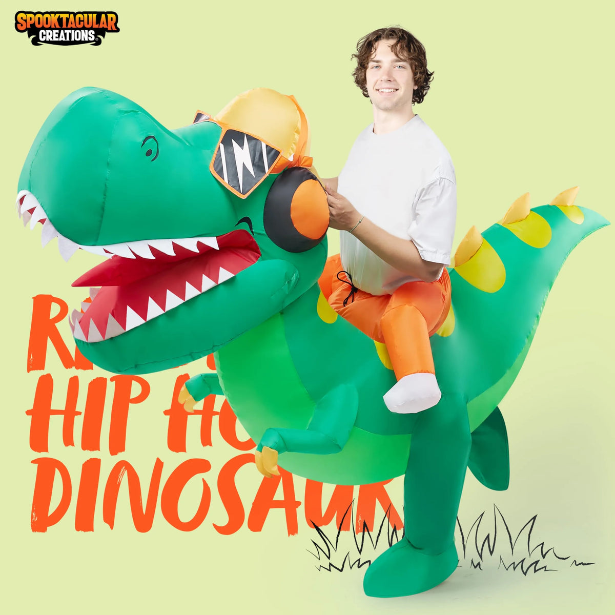 Inflatable Costume Riding a Hip-hop Dinosaur T-rex | Spooktacular Creations