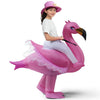 Riding an Elegant Flamingo Inflatable Halloween Costume