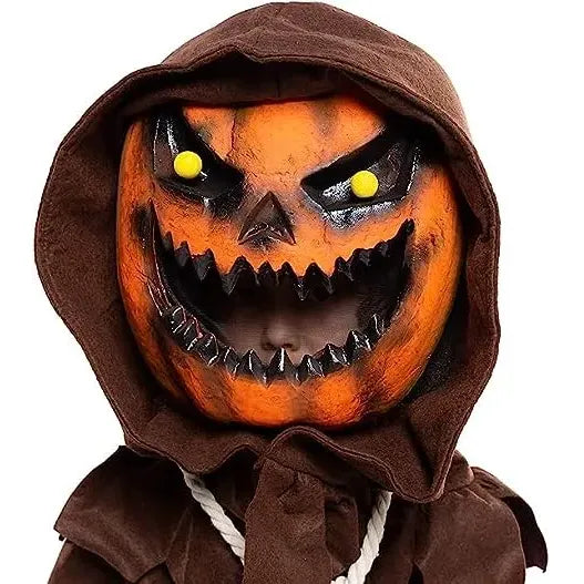 Scary Scarecrow Pumpkin Bobble Head Costume Pumpkin Halloween Mask XXL