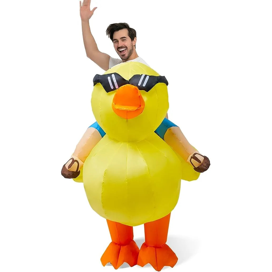 Spooktacular Creations Adult Inflatable Riding a Duck Air Blow-up Cost