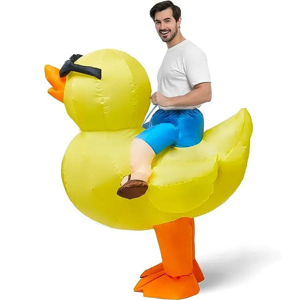 Spooktacular Creations Adult Inflatable Riding a Duck Air Blow-up Cost