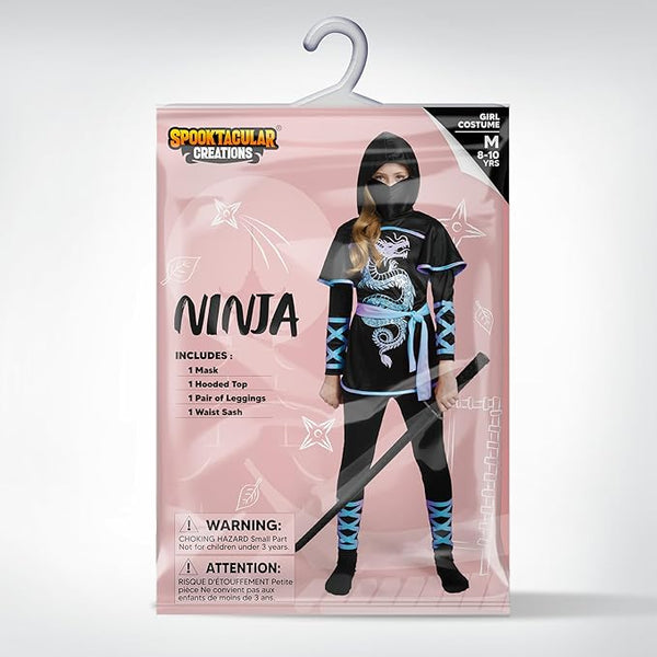 Black and Red Ultimate Ninja Dragon Costume Set for kids