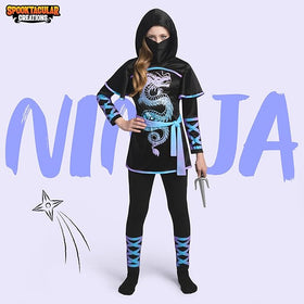 Black and Red Ultimate Ninja Dragon Costume Set for kids