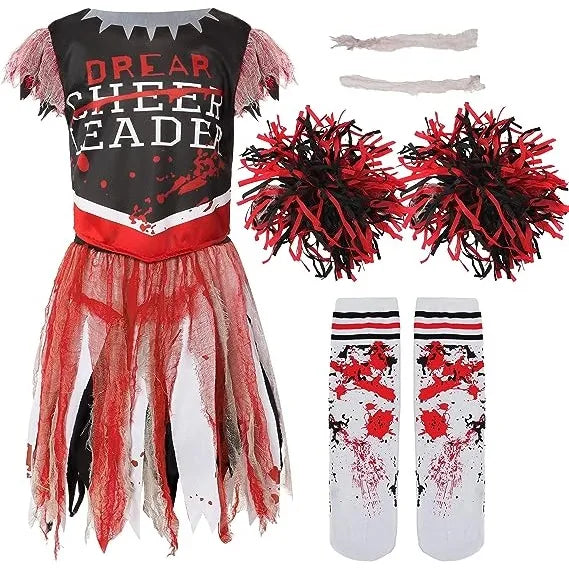 Spooktacular Creations Halloween Scary Zombie Cheerleader Costume for Girls