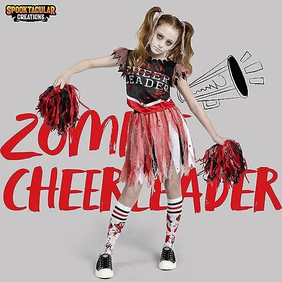 Spooktacular Creations Halloween Scary Zombie Cheerleader Costume for Girls
