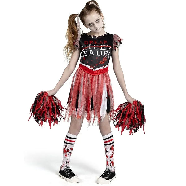 Spooktacular Creations Halloween Scary Zombie Cheerleader Costume for Girls