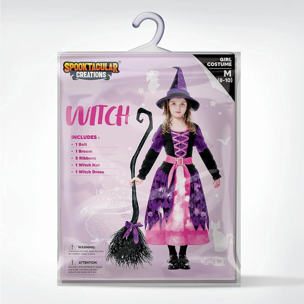 Spooktacular Creations Witch Costume for Girls Pink Print Witch Costume