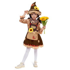Sunflower Sweet Scarecrow Costume for Girls Kids Farmer