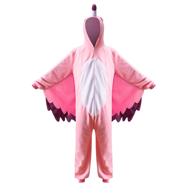 Unisex Adult Flamingo Pajama Plush Costume with Hat Tail