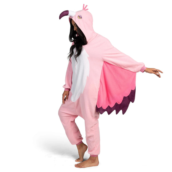 Unisex Adult Flamingo Pajama Plush Costume with Hat Tail