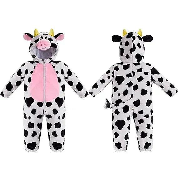 Unisex Toddler Cow Outfit Animal Costume One-piece Pajama