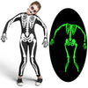Unisex Kids Skeleton Glow in the Dark Jumpsuit with Gloves Costume