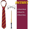 Spooktacular Creations-Witch Costume Accessories Set Included Red And Gold Tie, Nerd Circle Glasses And Wand