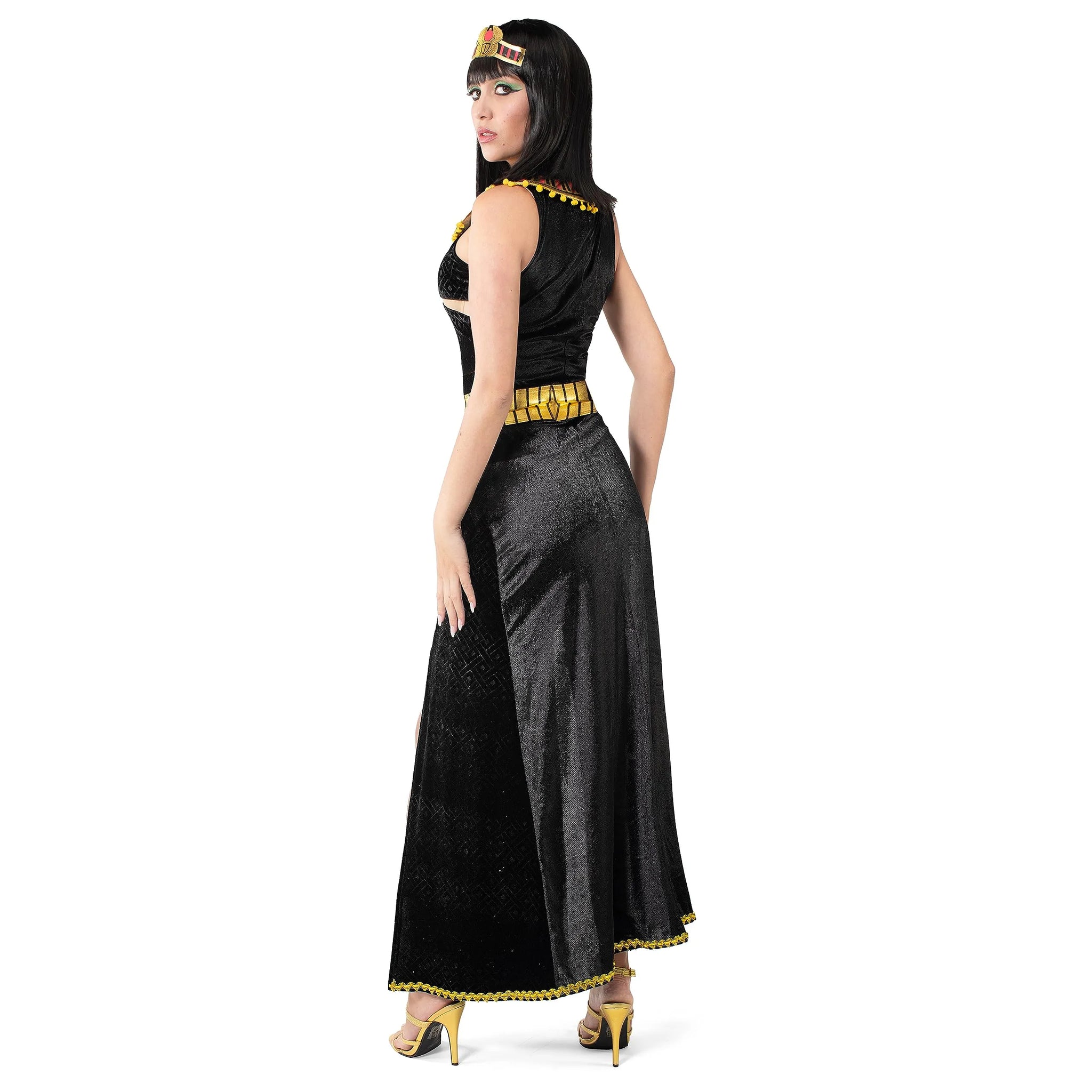 Women Black Cleopatra Dress Costume Set with Necklace, Belt, Headband | Spooktacular Creations Women Black Cleopatra Dress Costume Set with Necklace, Belt, Headband | Spooktacular Creations