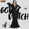 Women Black Gothic Vintage Dress Costume Floor Length Witch Dress