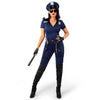 Women Blue Police Jumpsuit Costume Set with Baton