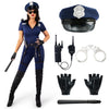 Women Blue Police Jumpsuit Costume Set with Baton