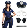 Women Blue Police Jumpsuit Costume Set with Baton