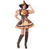 Women Brown Scarecrow Dress with Hat, Collar Costume Set
