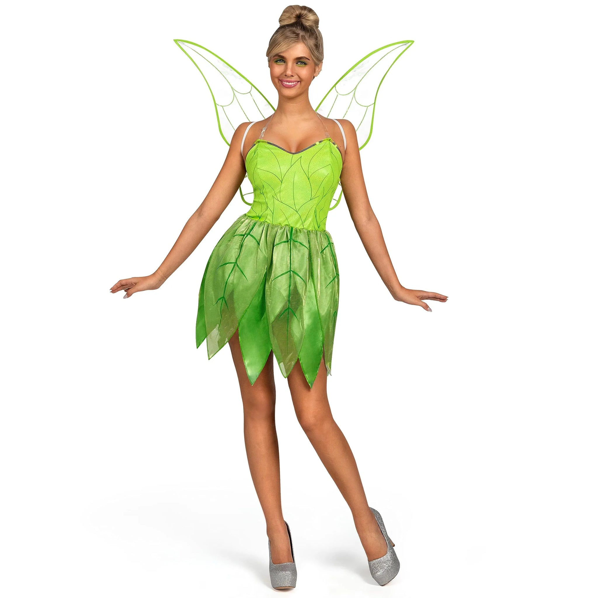 Women Green Fairy Fairytale Dress with Wings Costume Set Women Green Fairy Fairytale Dress with Wings Costume Set