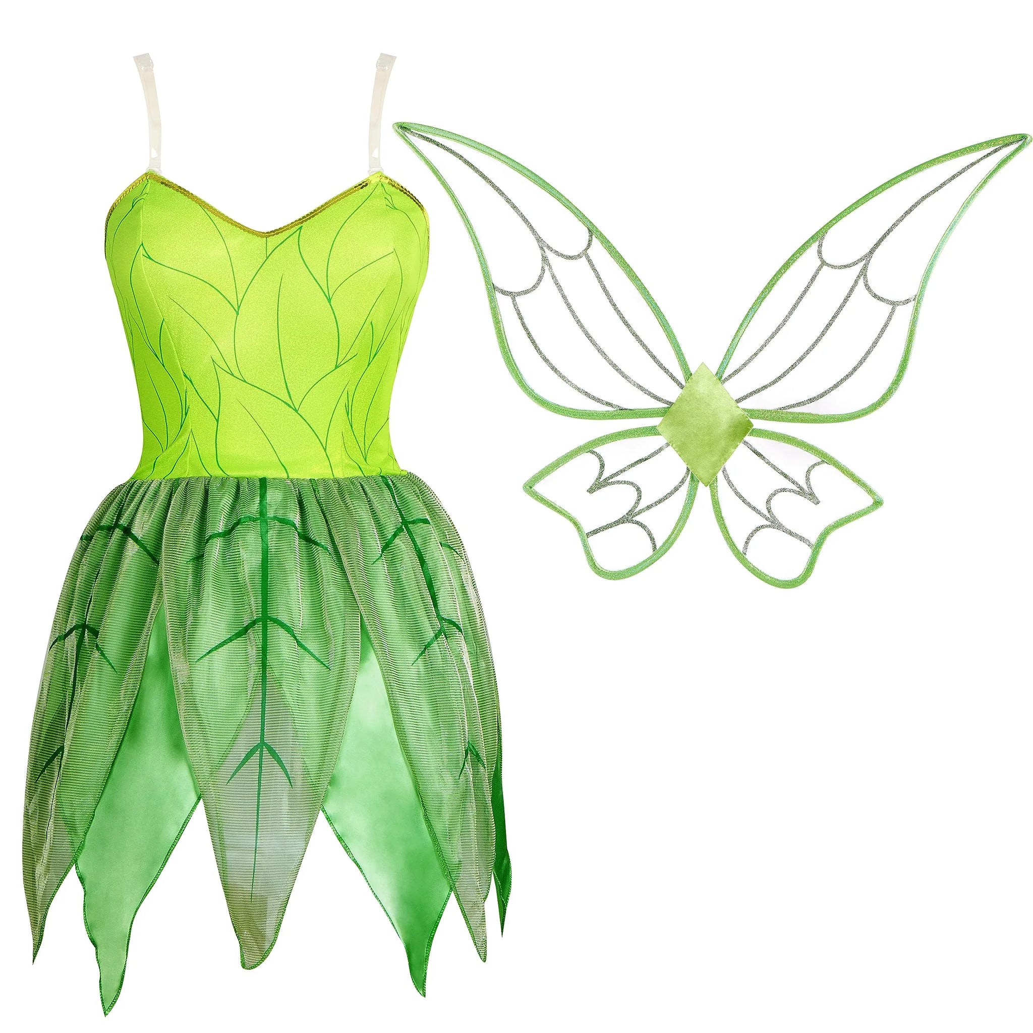 Women Green Fairy Fairytale Dress with Wings Costume Set | Spooktacular Creations Women Green Fairy Fairytale Dress with Wings Costume Set | Spooktacular Creations